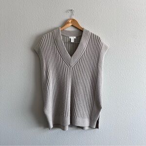 Women's V-Neck Ribbed Sweater Long Vest from H&M